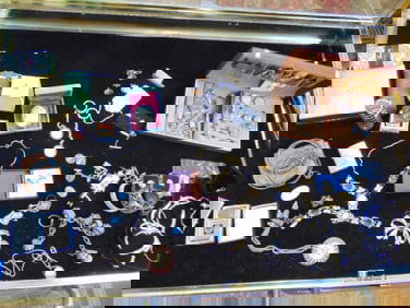 Jewelry. Large lot of costume, sterling, 5 Persian 18k gold coins 55.65 grams,  perfume, cufflinks,