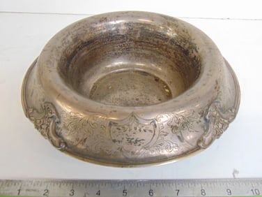 Sterling silver bowl with curved rim, various designs, 16 troy, 10" diameter, height is 3"