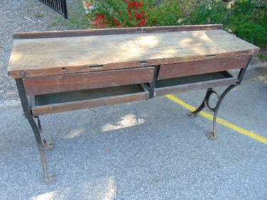 Leiman Bros, Newark, NJ workbench, iron base, with drawers, 60" wide, 36"tall, 16.5" deep