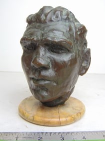 Bronze head, German Boxer Max Schmelling, by Baroness Kalenreuth (paper label on base identifies