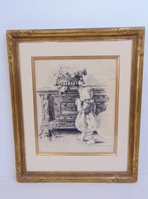 Ink drawing, "The Daughter of Eve", signed Rhodes Holmes Nicholls, 19.5" by 16.25"