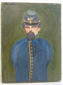 Painting, portrait of a civil war soldier, unsigned, 11 5/8" by 8.75"