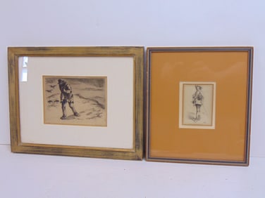2 etchings, Eugene Higgins & Charles Blanc etching, "Cold", signed Eugene Higgins, 11.5" by 14.75" &