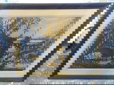 Etching, "Pont Neuf, Paris", signed Frank Brangwyn, 31 1/8" by 38.75"