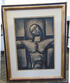 Aquatint etching, "Christ en Croix" by Georges Rouault, 34" by 27.5"
