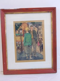 Watercolor, "La Maison Blanche", signed Andre Dignimont, 12" by 10"