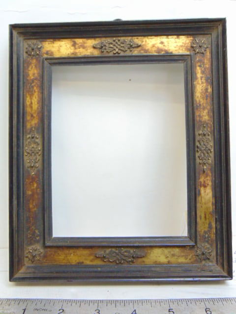 English silvered wood frame, ebony veneer, 8 1/8" by 7" exterior, m5.75" by 4.5" interior: English silvered wood frame, ebony veneer, 8 1/8" by 7" exterior, m5.75" by 4.5" interior