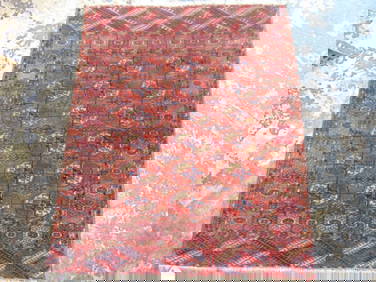 Small Persian carpet, Bokhara, in red, rug is 51" by 42" (1 of 4)