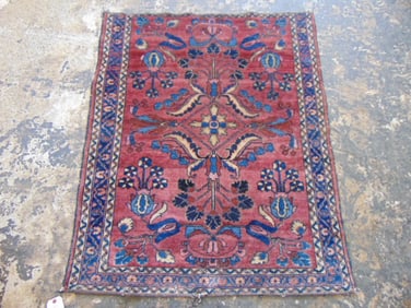 Small Persian carpet, Sarouk, 51" by 41.5", in red