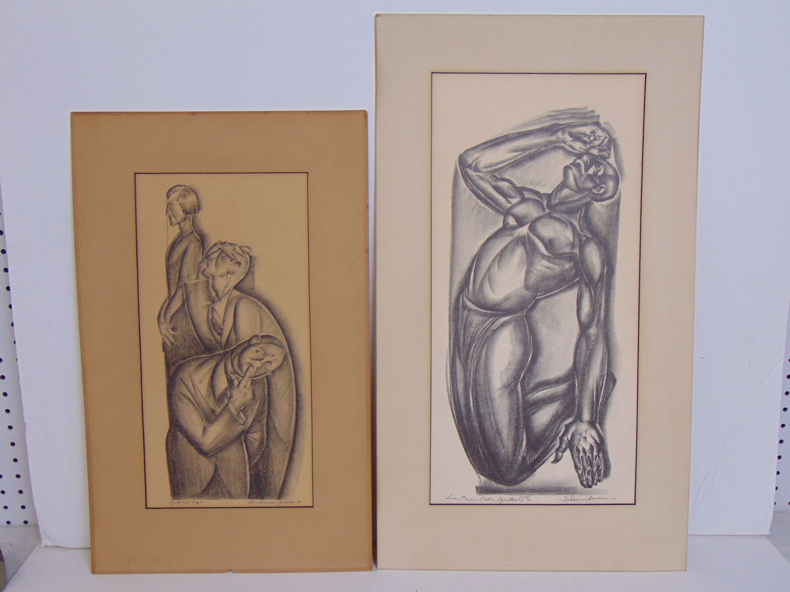 2 lithographs by Iver Rose, "Critics" & "Seven Eleven (Not a Spiritual), unframed, but matted, 23.5": 2 lithographs by Iver Rose, "Critics" & "Seven Eleven (Not a Spiritual), unframed, but matted, 23.5" by 14.5" & 28" by 15 7/8"