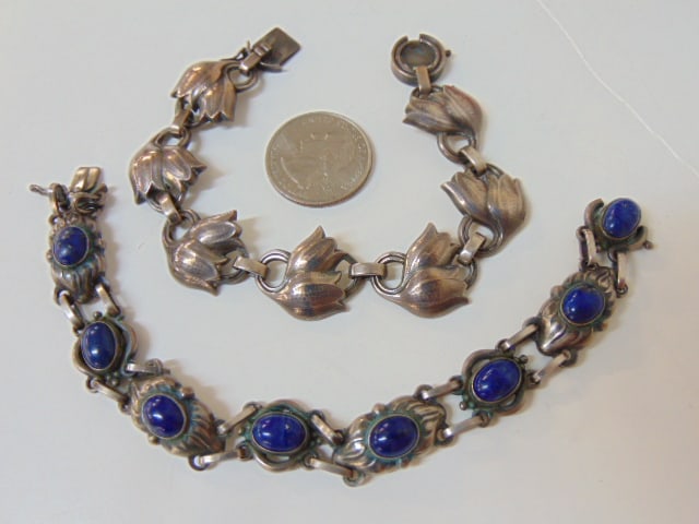 Jewelry. (2) GEORG JENSEN bracelets in original boxes, sterling bracelet hallmark Georg Jensen (1 of 6)