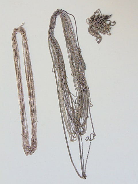 Jewelry. Large lot of sterling chains/necklaces to include 6 K.C.co. sterling chains all the same (1 of 4)