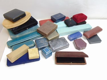 Collection of Jewelry boxes antique & vintage Tiffany; Marcus; Black Starr, Raymond Yard; & others