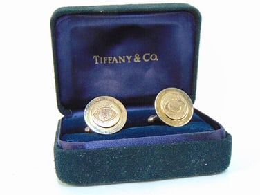 Jewelry. Tiffany & Co. 18kt gold on sterling cufflinks in original box, 13.47 grams, hallmark