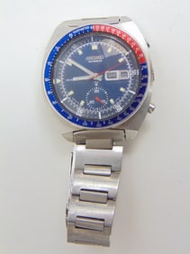 Rare Seiko 6139-6009 Notch Chronograph wrist watch, 1969, watch is ticking  second hand not moving