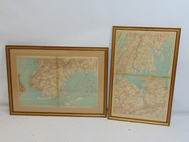 2 maps, New York City, "Long Island Sound Westchester North to Mt Vernon-Queens, South to Jamaica"