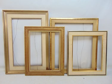 Lot 4 frames with linen lined fronts, openings are 24" by 18"; 21 5/8" by 18.25"; 29.25" by 24.25" &