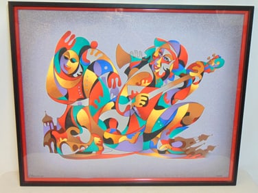 Lithograph, musicians, signed Anatole Krasnyansky, edition 261/350, 32" by 39.25"