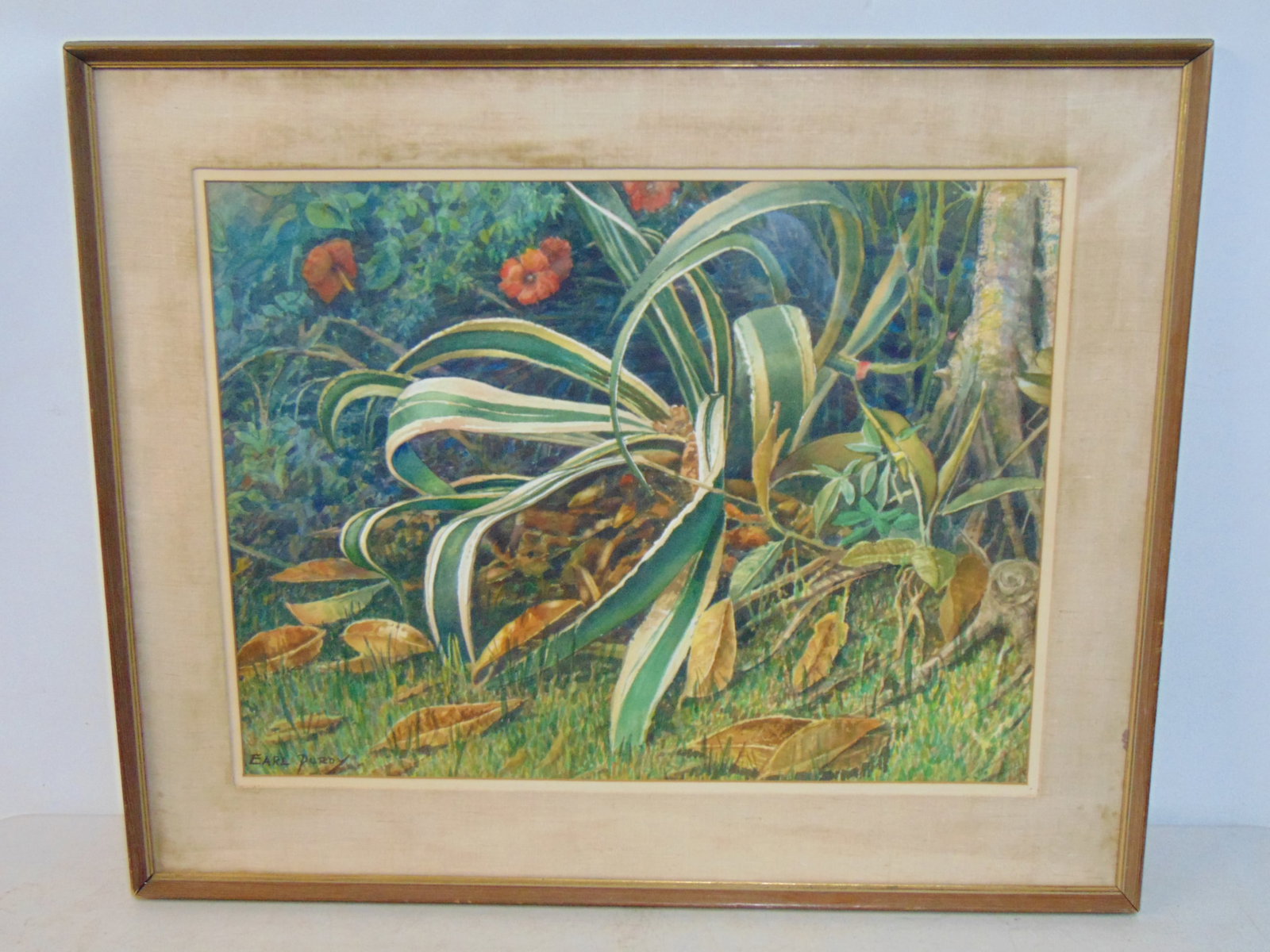 Painting, "The Cactus Plant, signed Earl Purdy, watercolor, 27" by 33": Painting, "The Cactus Plant, signed Earl Purdy, watercolor, 27" by 33"