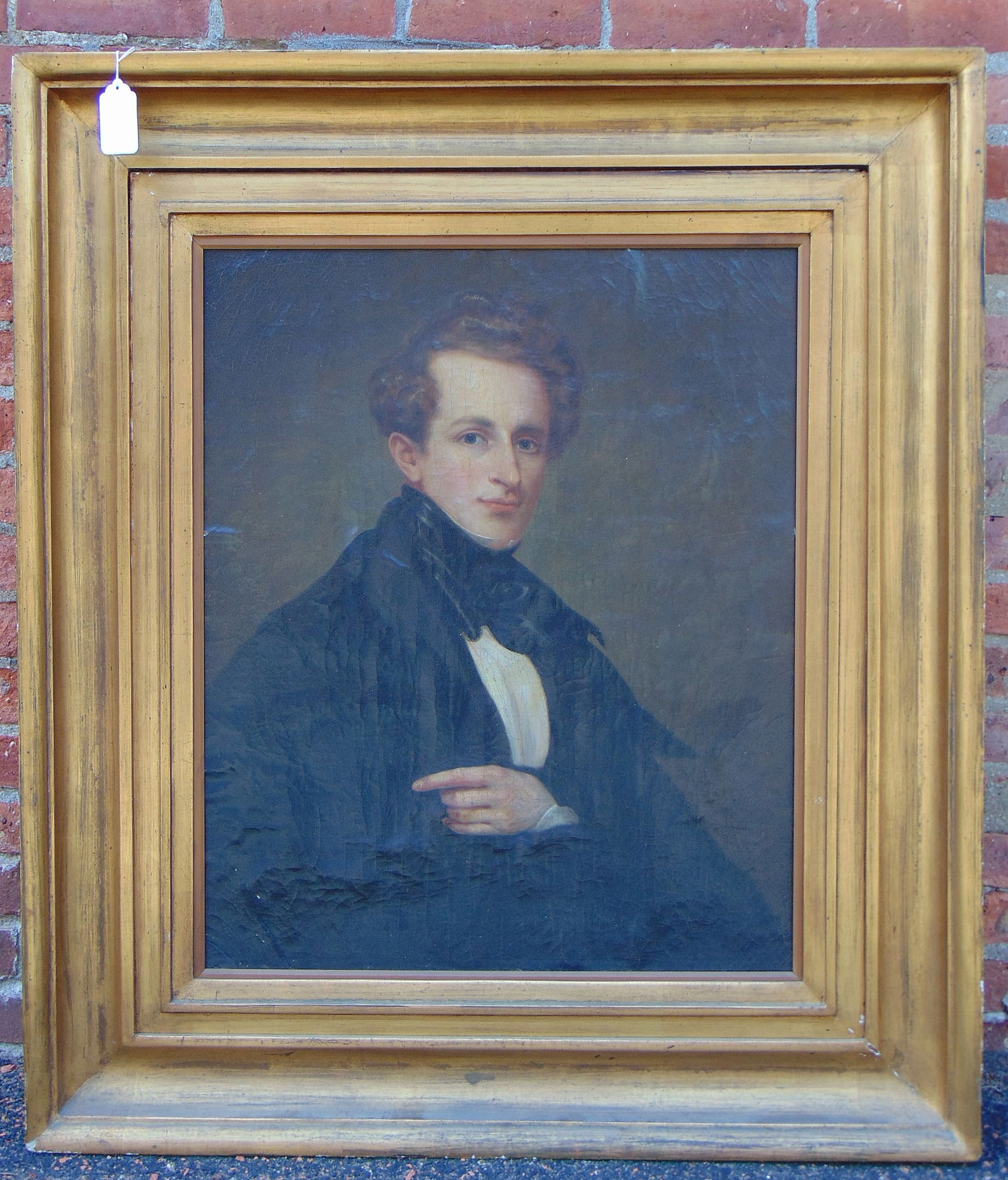 Painting, portrait of a young man, unsigned, oil on canvas laid down on board 42.5" by 37, canvas is (1 of 5)