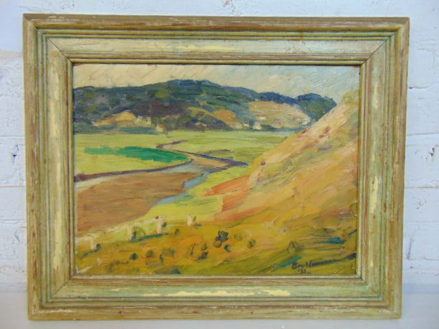 Painting, "Pamet Valley, Cape Cod", Warner R. Bouldin, oil on board, 12" by 16", 16.75" by 20.75" (1 of 5)