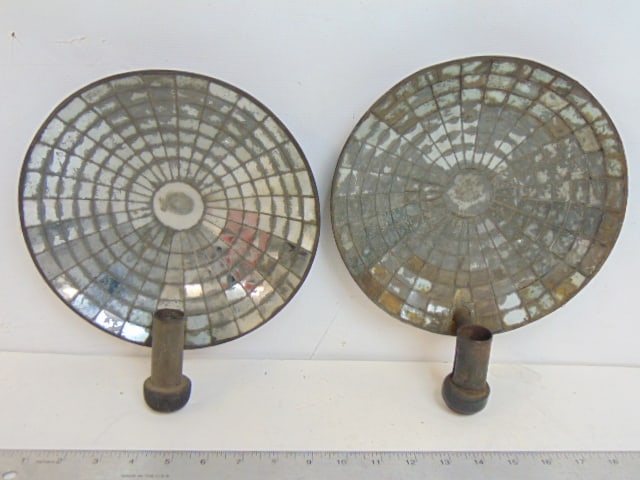 Pair mirrored back tole candle sconces, 9 3/8" wide, height is 10.5" (1 of 4)