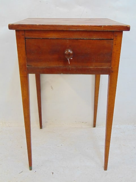 Single drawer stand with pencil legs, cherry, top is 18.5" wide, 17.5" deep, height is 29": Single drawer stand with pencil legs, cherry, top is 18.5" wide, 17.5" deep, height is 29"