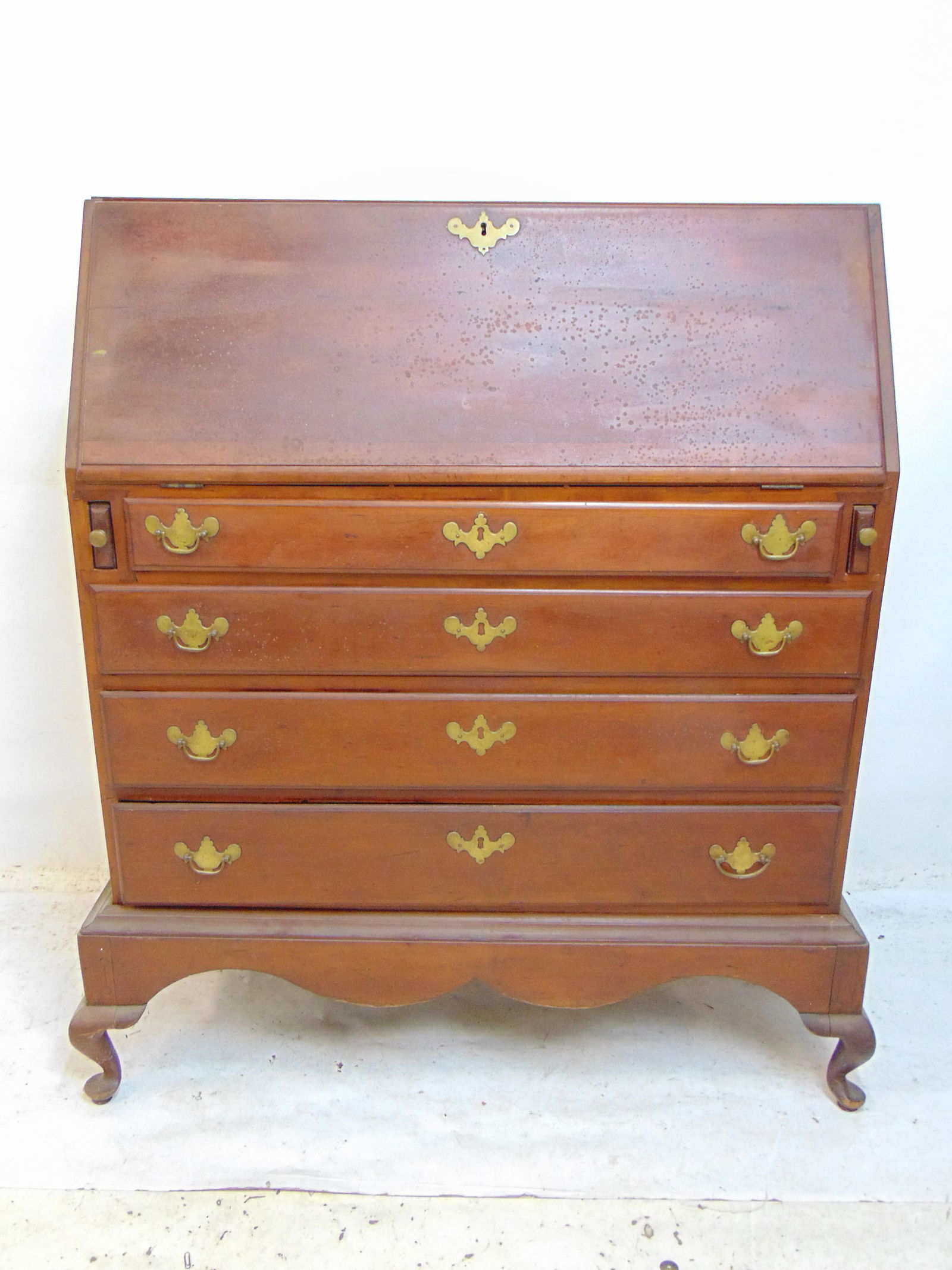 Cherry slant front desk, 4 drawers, with old repair bill from 1927, August Ericson, Cabinet maker, (1 of 11)