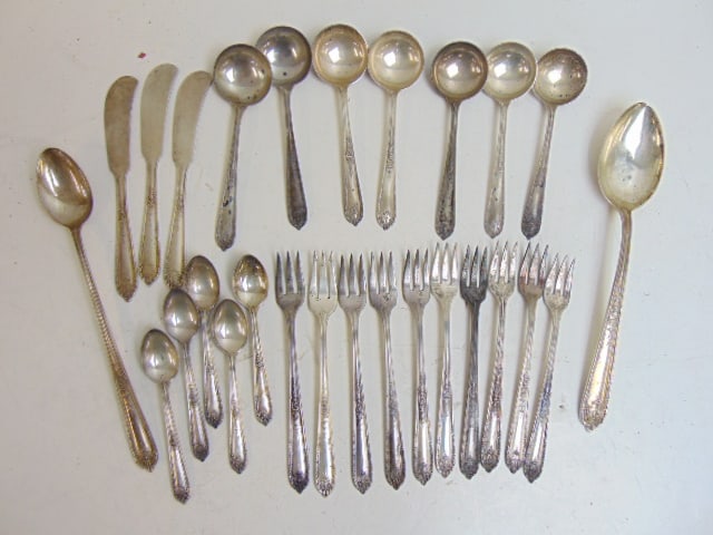 Lot misc. sterling silver flatware, spoons & forks, 18 troy (1 of 4)