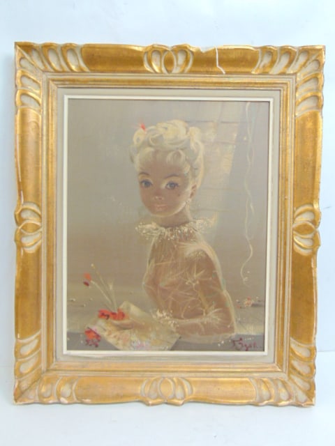 Painting, portrait young lady in lace blouse, signed Igor (Pantuhoff), oil on canvas, painting is (1 of 4)