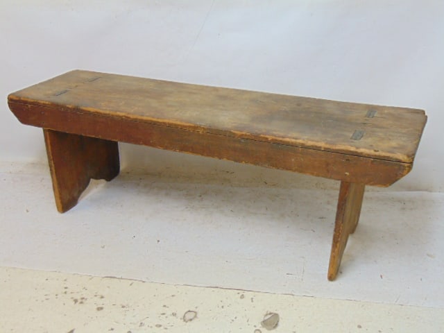 County pine bucket bench, bench is 54" long, 15.75" deep, height is 17.75" (1 of 4)
