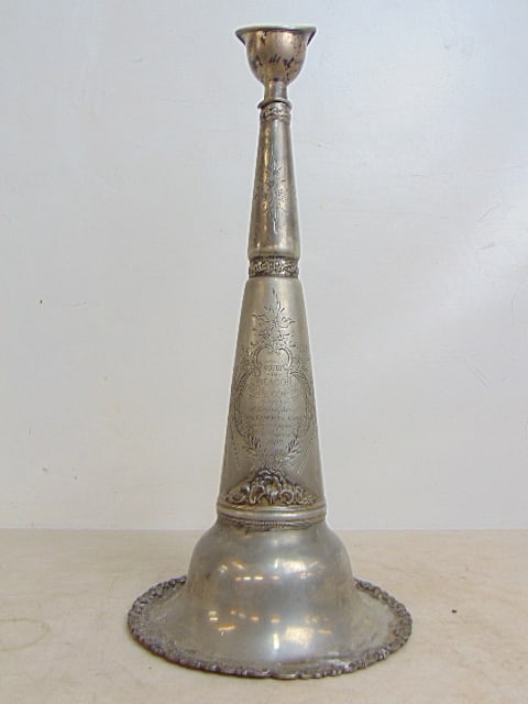 Historic Beacon Engine fire horn, engraved, "Voted to Beacon Engine Company, No1, at the first fair (1 of 6)