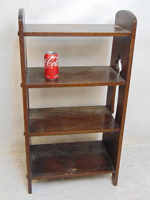 Mission oak bookshelf, 4 shelves, open sides, stand is 19.5" wide, 12.25" deep, height is 36" (1 of 4)