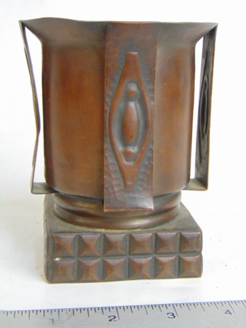 Copper arts & crafts cup 4" round measured at top, height is 5", no maker (1 of 4)