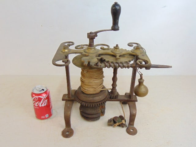 18th Century brass & iron spit jack with crank, 13.5" by 9.5", height is 13" (1 of 5)