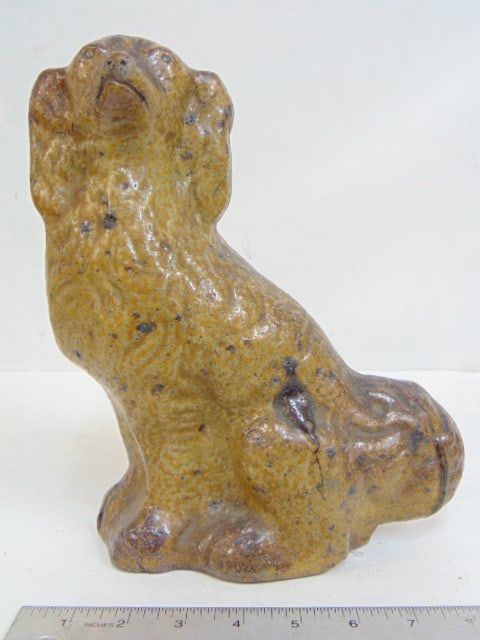 Molded stoneware Spaniel, dog figure, 10.25" tall, 8.5" wide, 3.75" wide. (1 of 5)