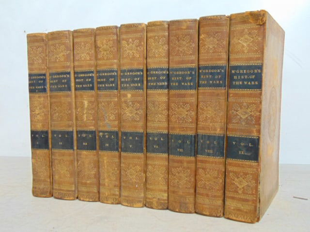 9 volume set books, History of the French Revolution, by John James McGregor, 1816, leather bound, (1 of 5)