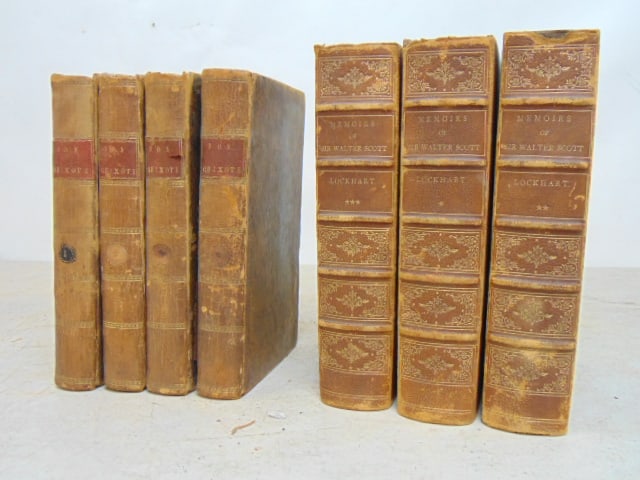 2 sets books, History and Adventures of the renowned Don Quixote, in 4 volumes, 1792 & Memoirs of (1 of 5)