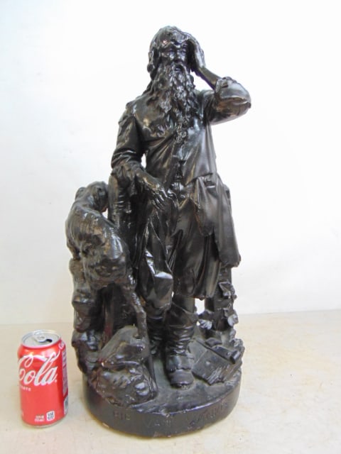 John Rogers group, "Rip Van Winkle", patented 1871, painted black, height is 21" (1 of 5)