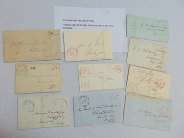 10 stampless folded letters, dates range from 1843 to 18451, includes typed letter discussing the