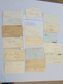 15 letters & covers, stamped "Free" 12 stampless folded letters & 3 covers, one with contents,
