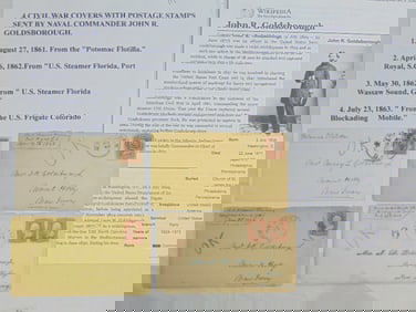 4 civil war covers with postage stamps sent by Naval Commander John R. Goldsborough, includes: