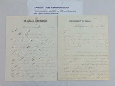 2 communications from the Department of the Interior, Washington D.C. to the Connecticut State