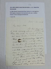 ALS, James Asheton Bayard Jr. U.S. Senator Delaware, 1863, !in 1846 Bayard represented slave owners