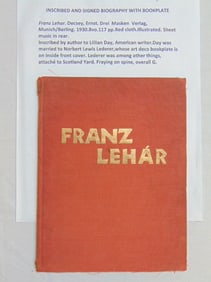 Franz Lehar inscribed , signed biography with bookplate, inscribed by author to Lillian Day,