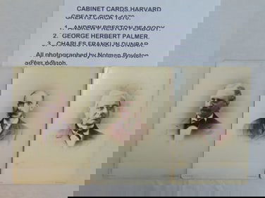 3 Cabinet cards, Harvard Greats, circa 1870, Andrew Preston Peabody; George Herbert Palmer; Charles