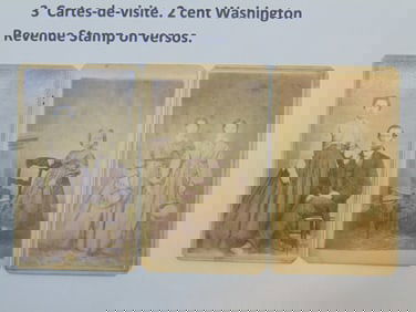 3 cartes-de-Visite with 2 & 3 cent Washington Revenue stamps on reverse