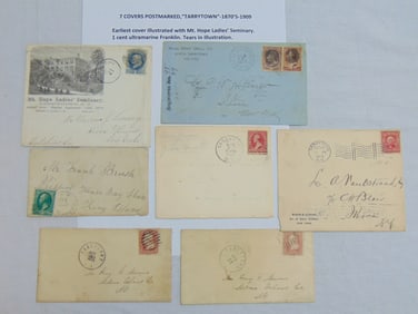 7 covers postmarked Tarrytown, including rare Tarrytown cover illustrated with Mt. Hope Ladies