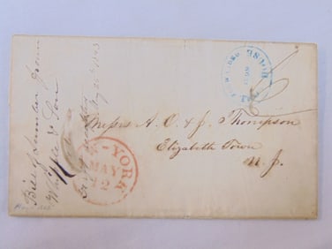 Letter with hotel forwarder, Troy House, NY to Elizabethtown, NJ, 1843, ex Kelleher Auctions