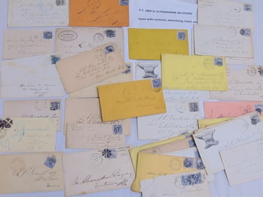 Large lot of covers & letters with US 3 cent 1869 Ultramarine covers, includes advertising, hotel,